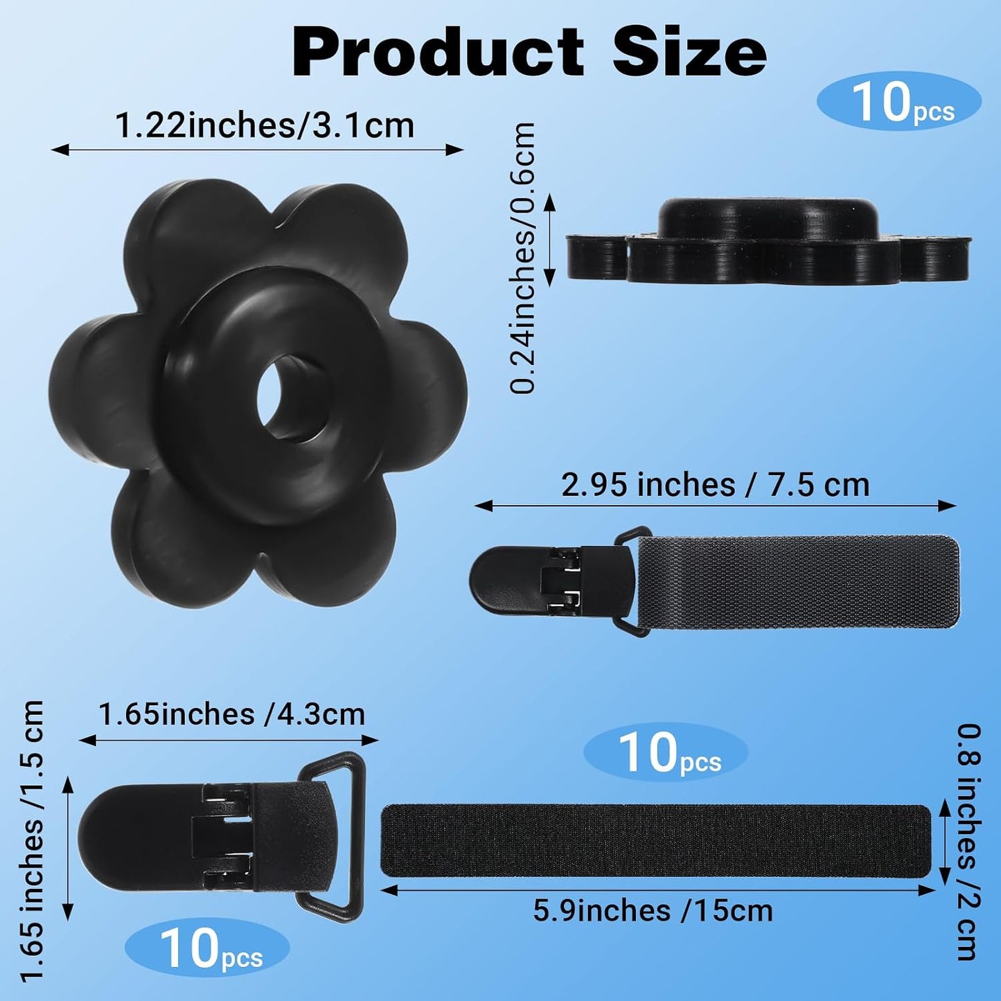 20 Pzas Clips Anti Viento para Bandera Jardín con Tapones de Goma