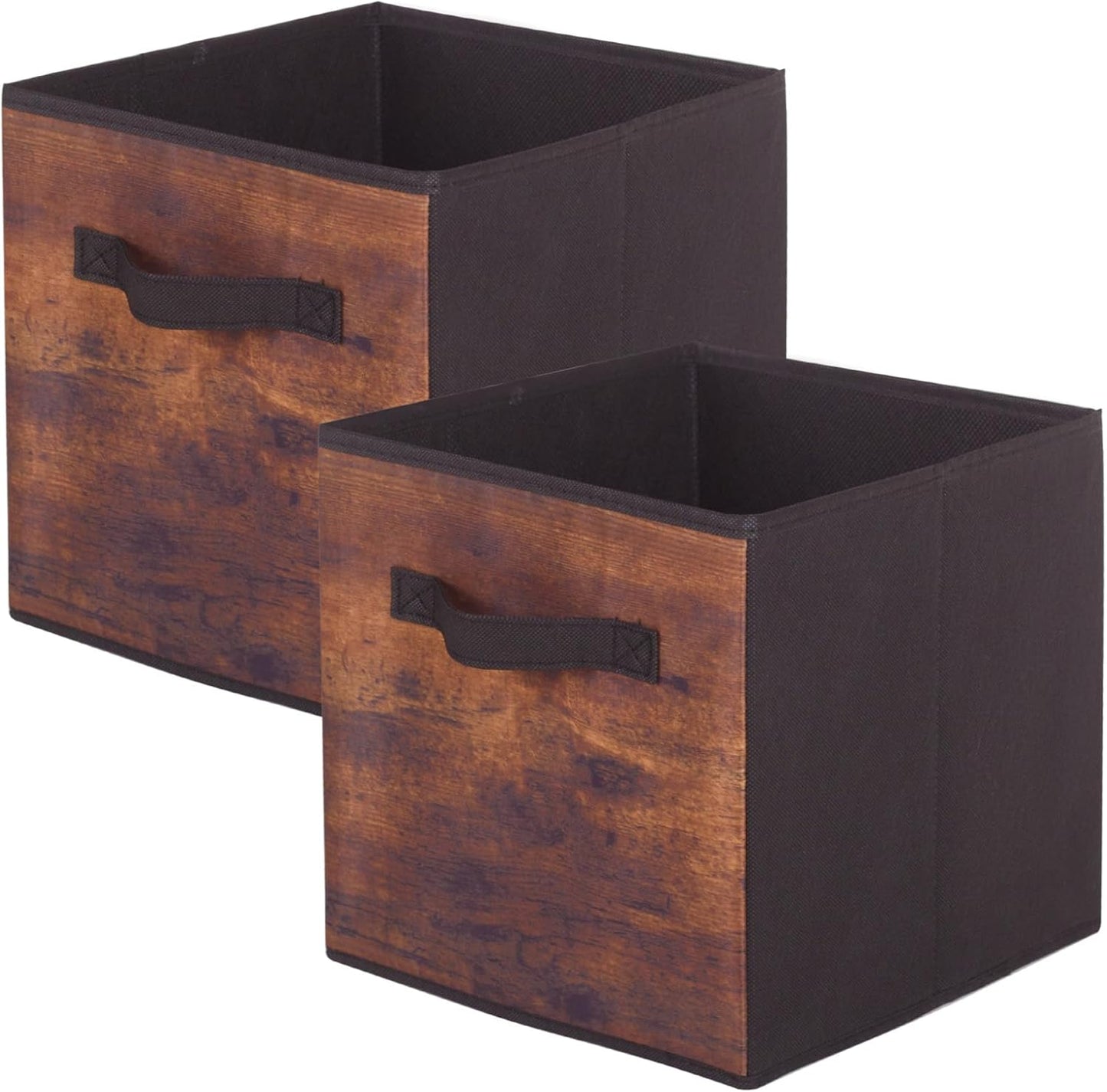Cubos plegables tela set 2 patrón madera retro