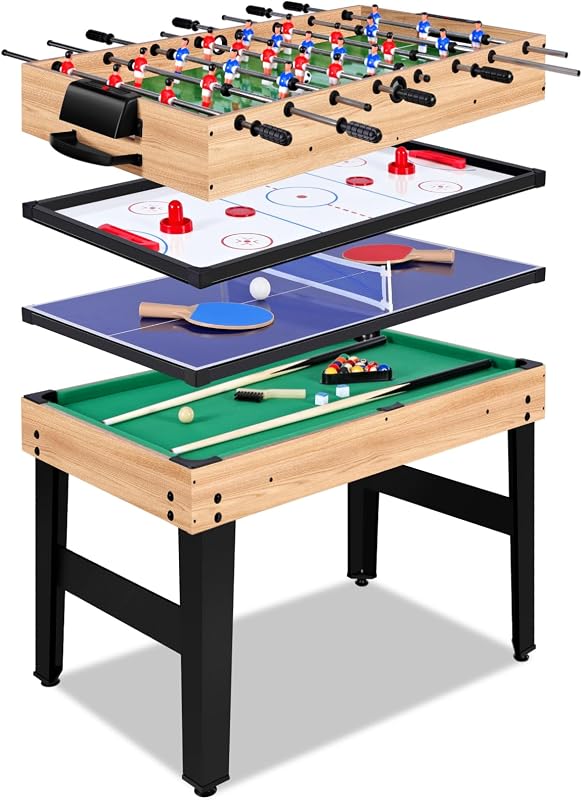 Mesa set 12en1 48" ping pong futbolín air hockey billar