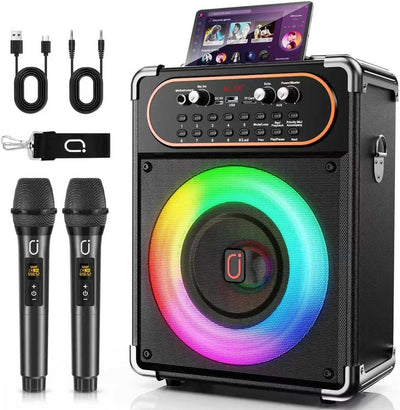 Máquina karaoke con 2 micrófonos Bluetooth 5.3 PA