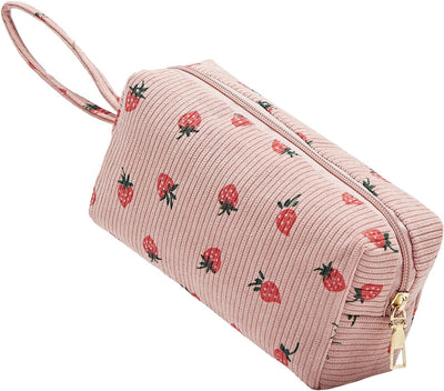 Bolsa maquillaje pana portátil con cremallera
