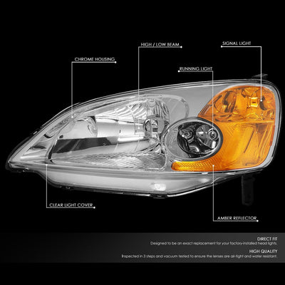 Set faros comp Honda Civic 01-03 Cromo/Ámbar