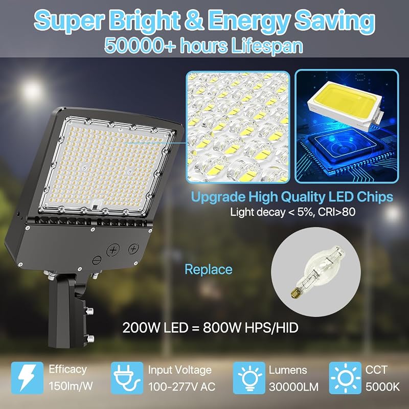 Luz estacionamiento poste ajustable IP65 5000K