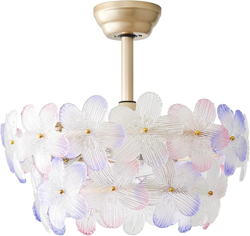 Ventilador techo cristal dorado 20" 6 velocidades control