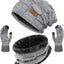 Set 3 Pzas Gorro Bufanda Guantes Táctil Calentador Cuello