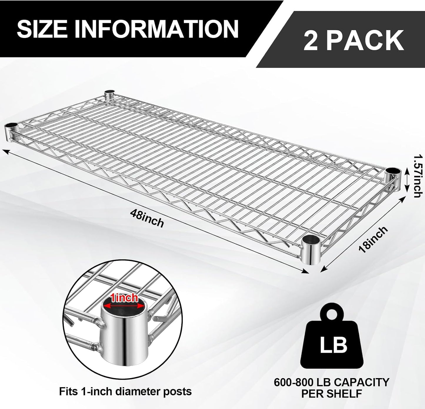 2 Pzas Estantes Alambre Cromado 600-800lb