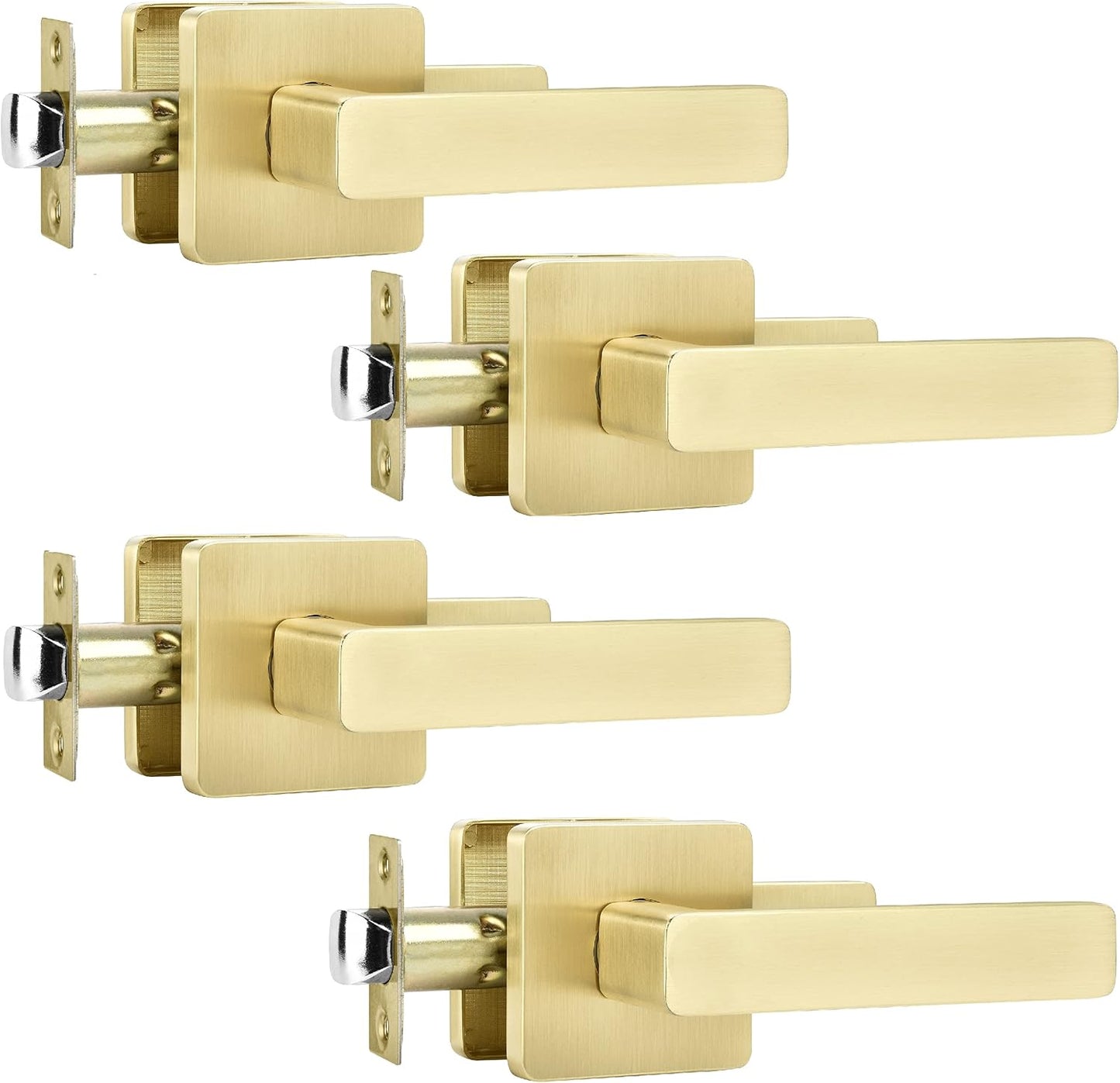 4 Manijas Puerta Latón Satinado Pomos Dorado