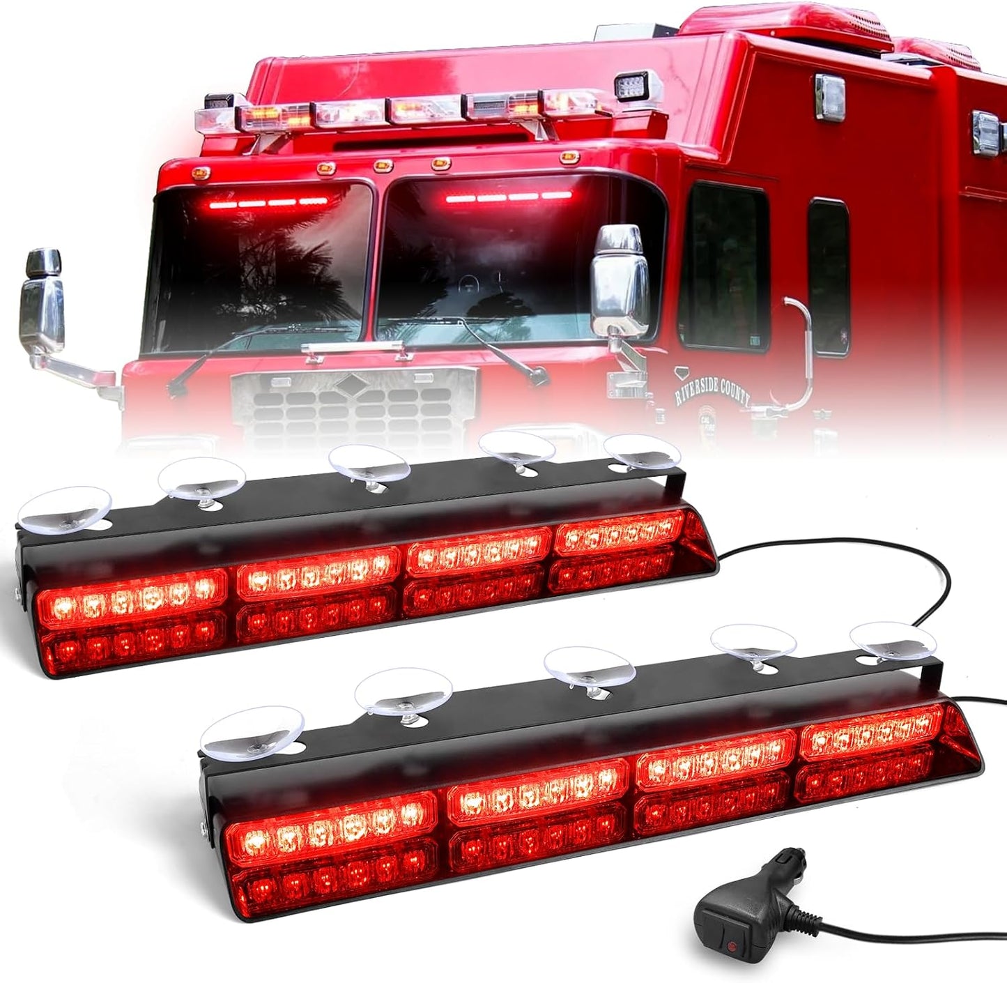Barra luces estroboscópicas rojas 2x16.8pulg 48led interior