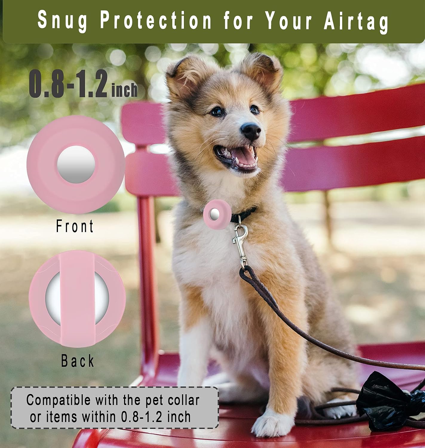 Soporte AirTag collar mascota 0.8-1.2pulg con funda