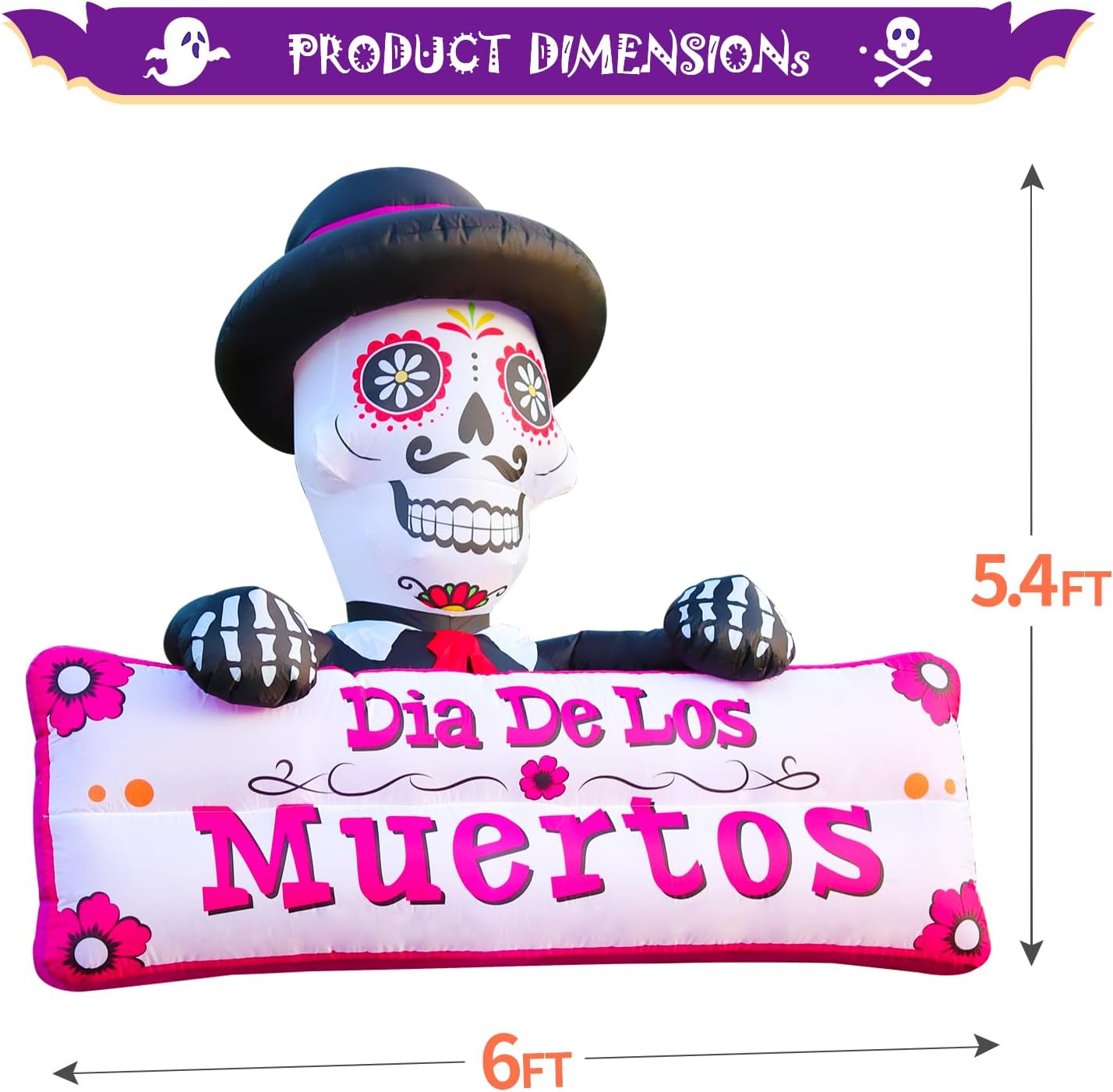 Decoración inflable Halloween 6ft luces LED patio