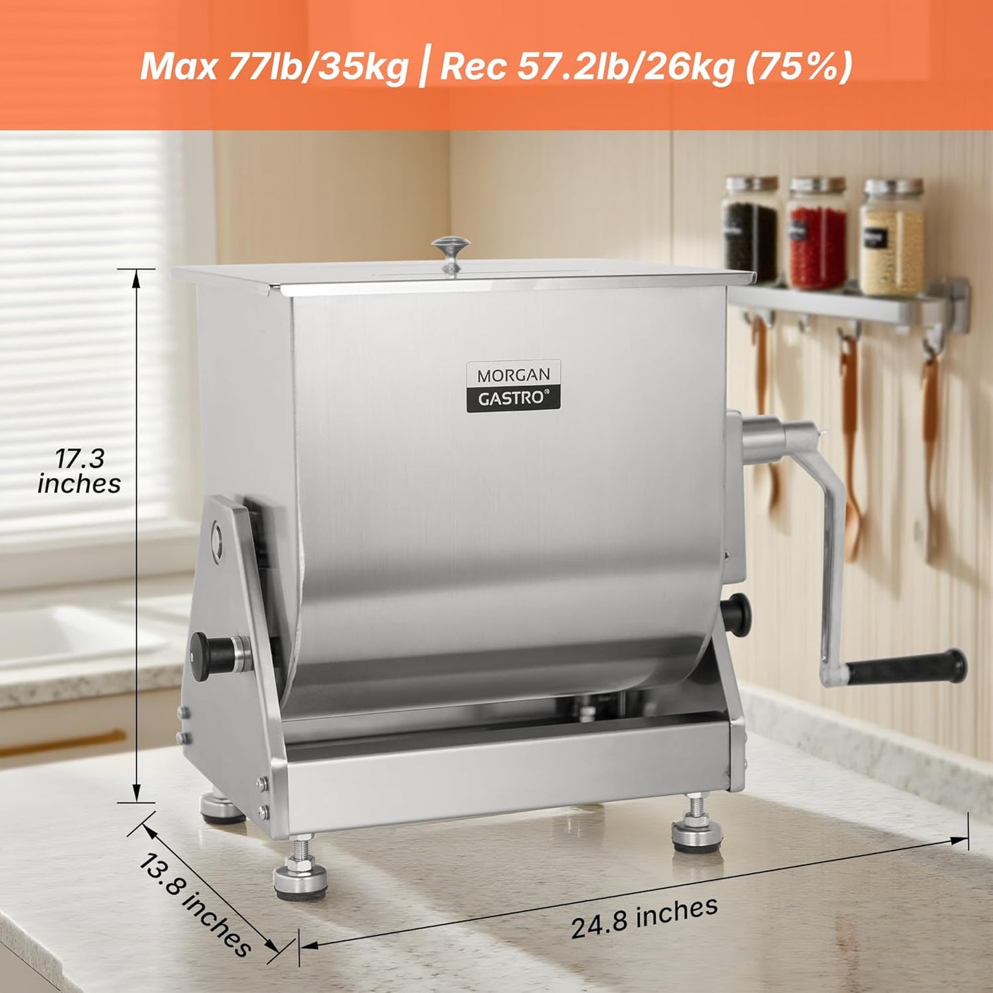 Batidora manual de carne acero inoxidable tina inclinable
