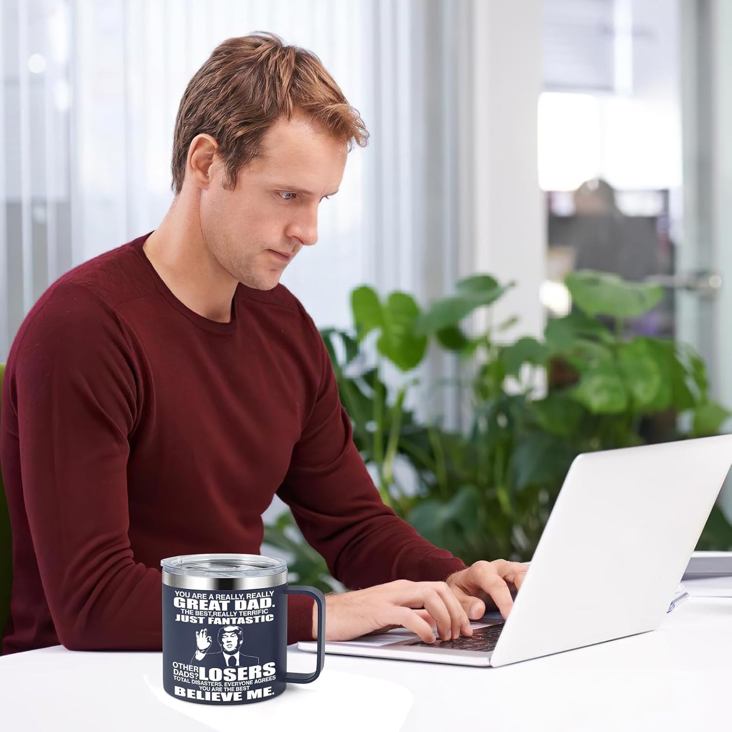 Taza café 14oz azul regalo papá cumpleaños navidad