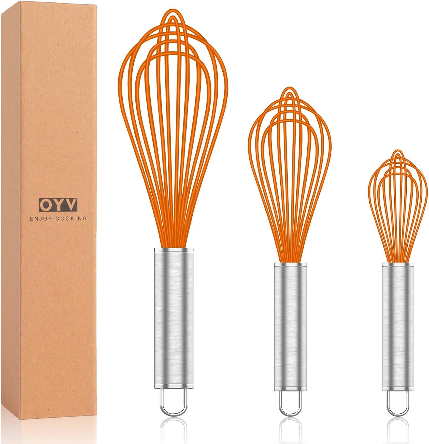 Batidor silicona naranja para sartenes antiadherentes