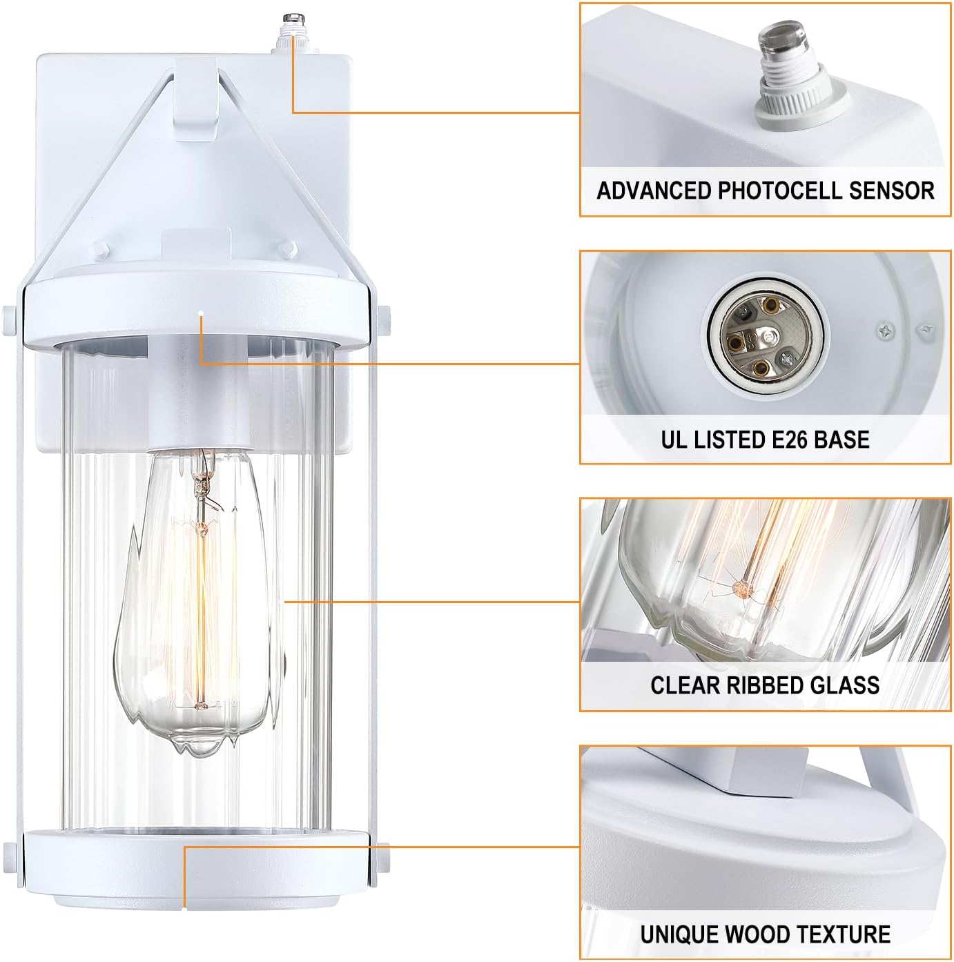 Aplique pared exterior sensor anochecer farol moderno
