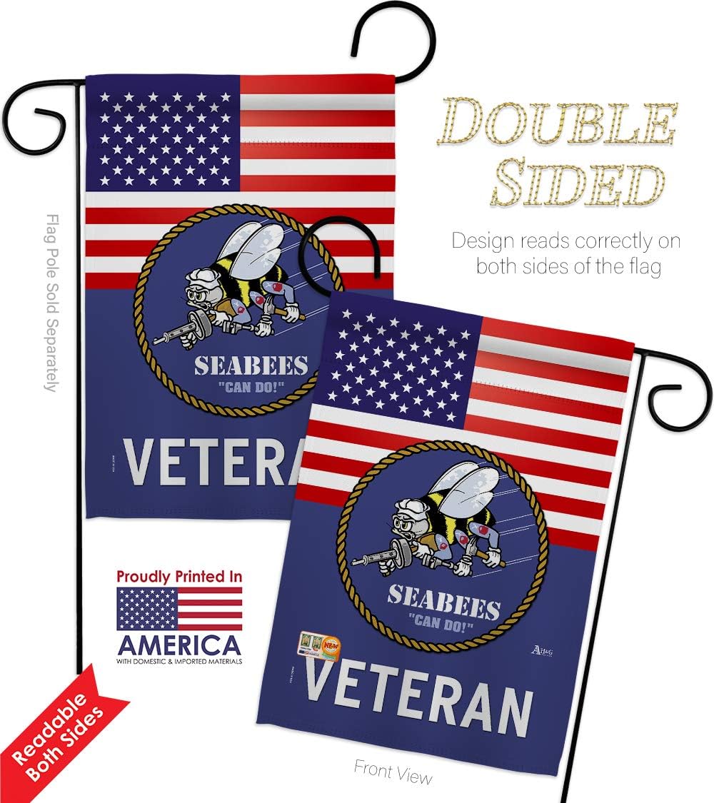 Bandera Seabees Navy 13x18.5" doble cara decorativa