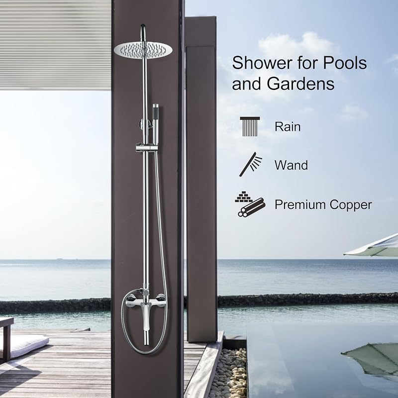 Kit ducha exterior cromado SS304 alta presión