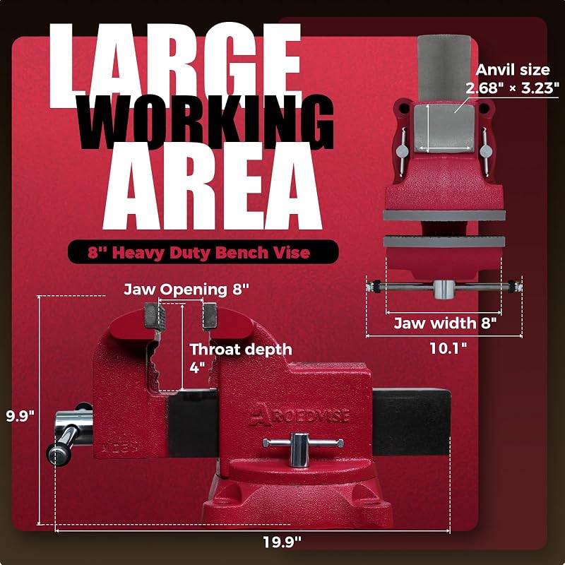 Tornillo banco 8" base giratoria 360° anvil 60000PSI