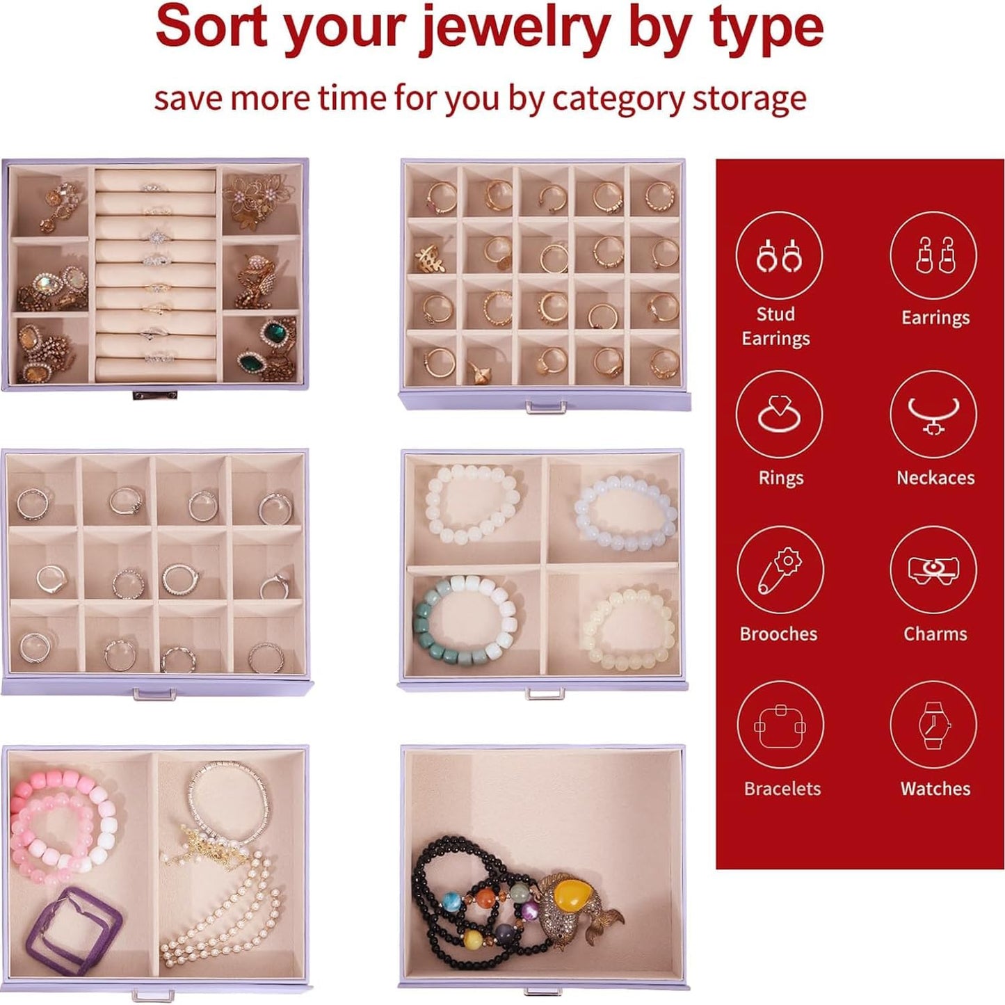 Joyero mujer 6 capas 5 cajones almacenamiento regalo Navidad