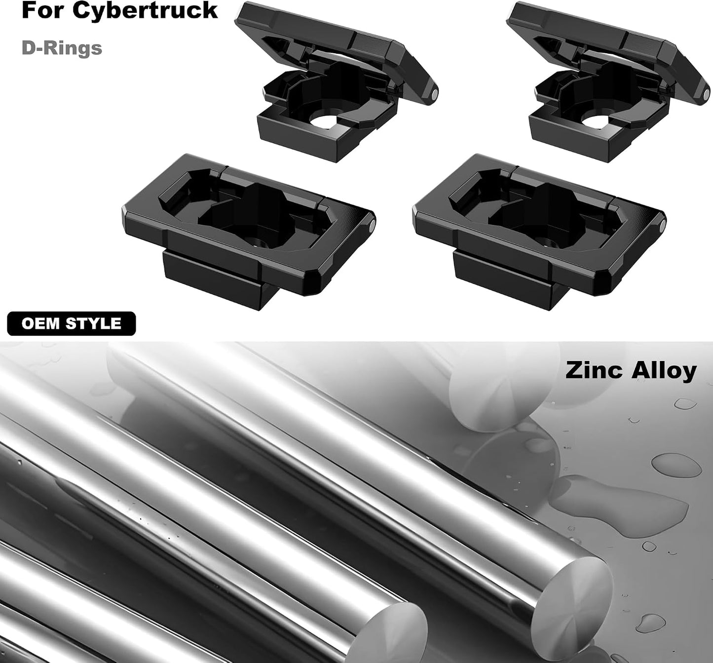 4 Anillos en D para Tesla Cybertruck 23-25 Resistentes