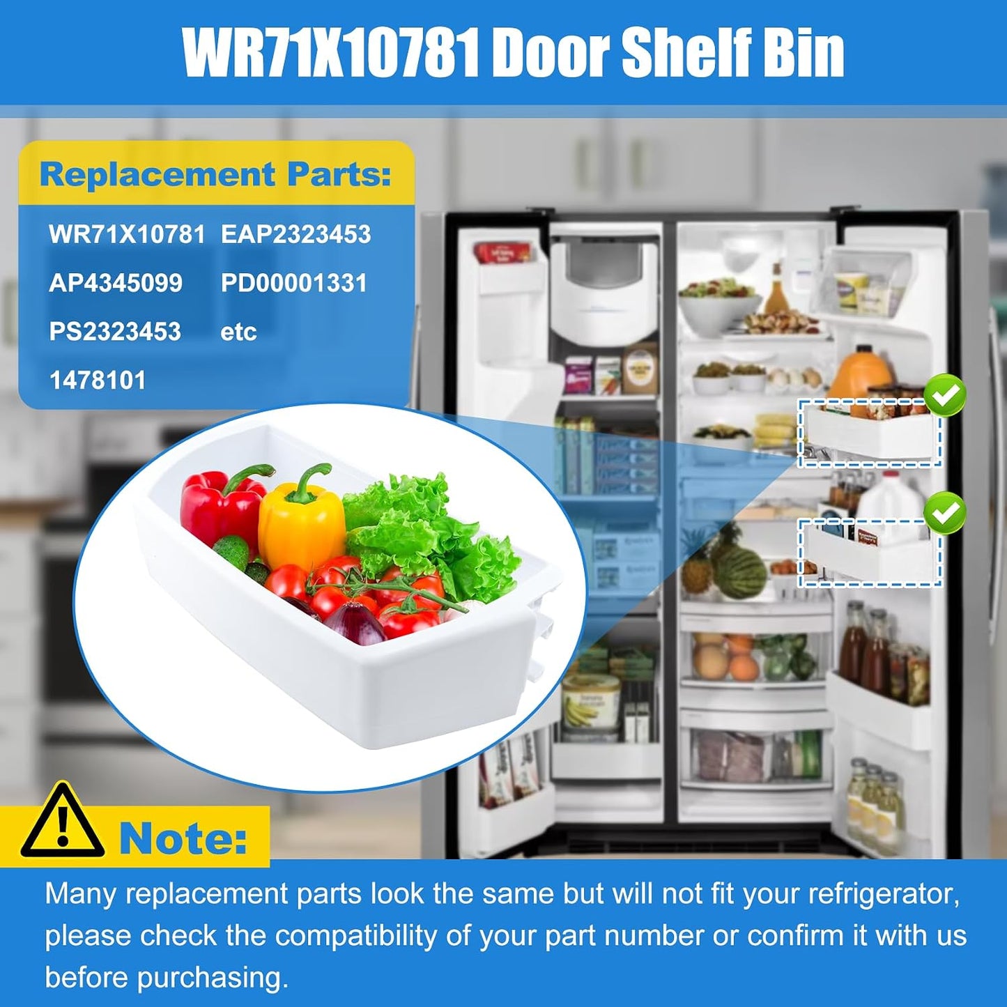Contenedor estante puerta comp GE refrigerador cubo