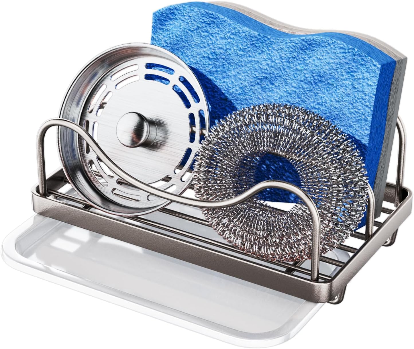 Soporte esponja acero inox 304 níquel arena con bandeja