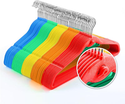 Perchas terciopelo colores arcoíris 50 pzas