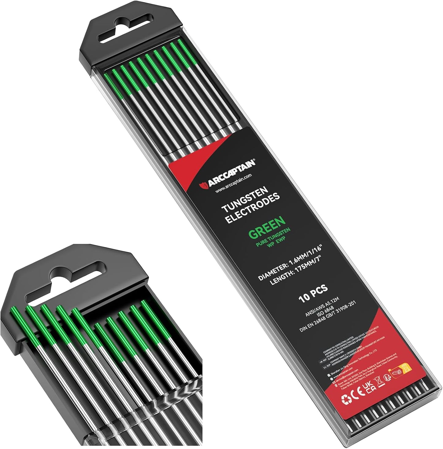 Electrodo TIG tungsteno puro 1/16x7" 10 Uds
