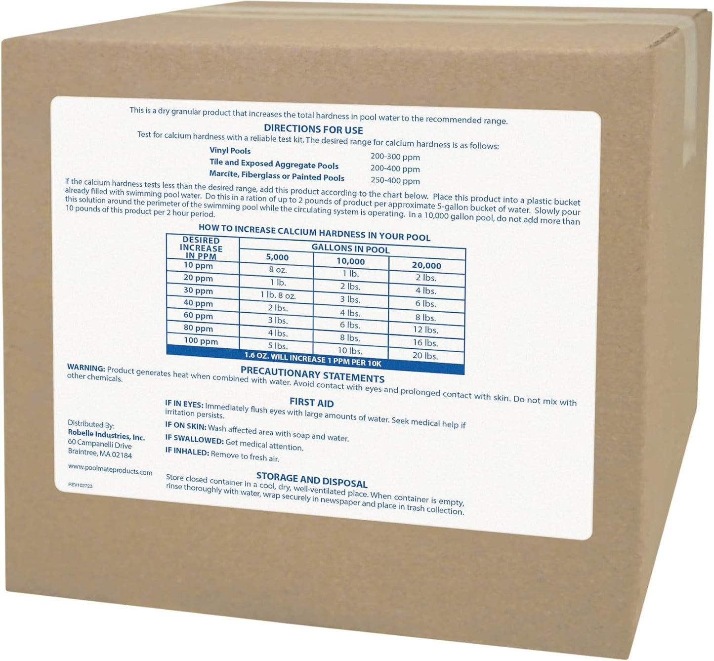 Aumento dureza calcio 16lb para piscinas