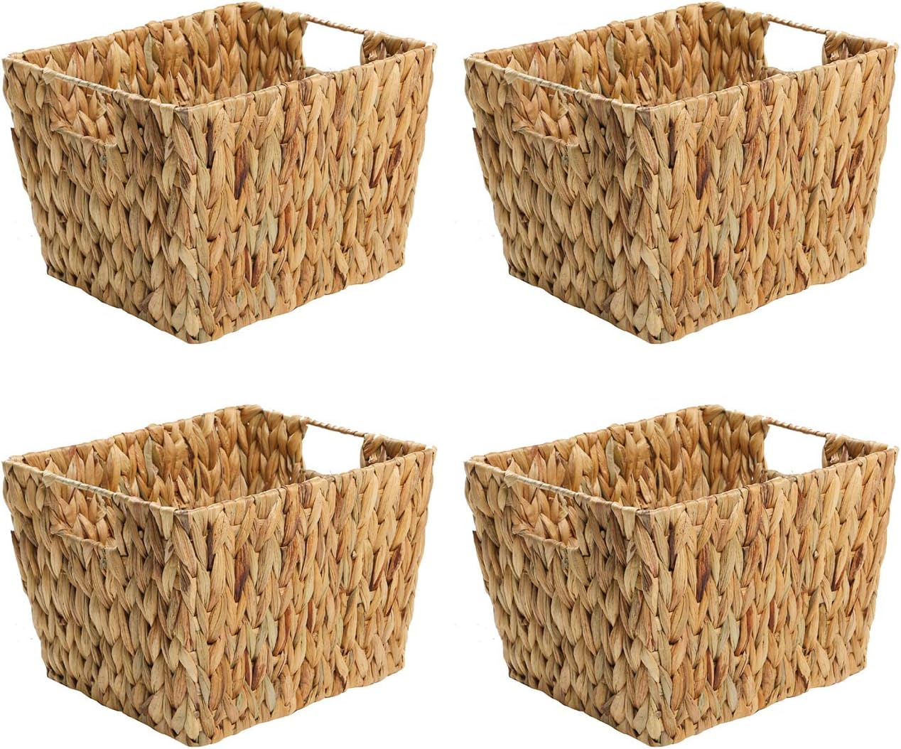 Cesta almacenamiento jacinto asas rectangular set 4 11.5"