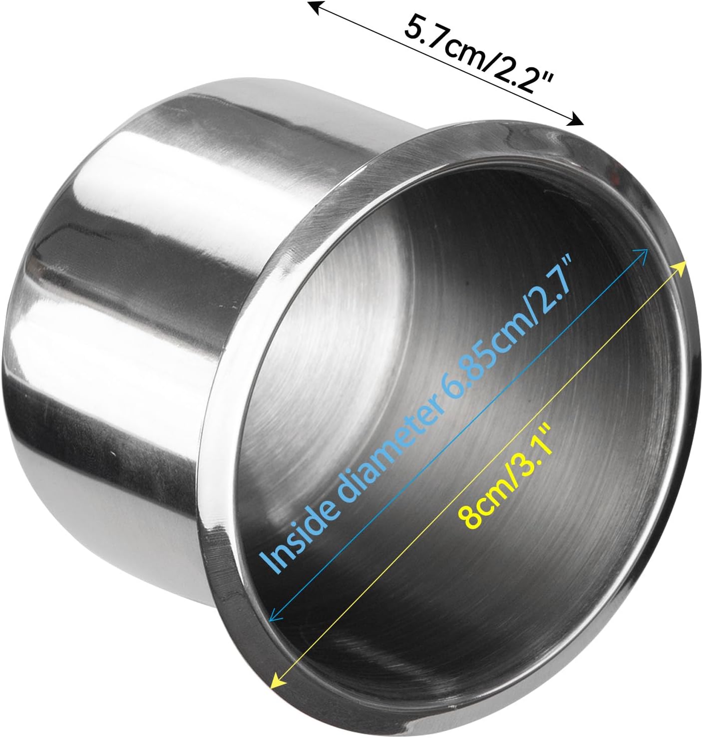 2 Pzas Inserto portavasos acero inox 3.1" plateado