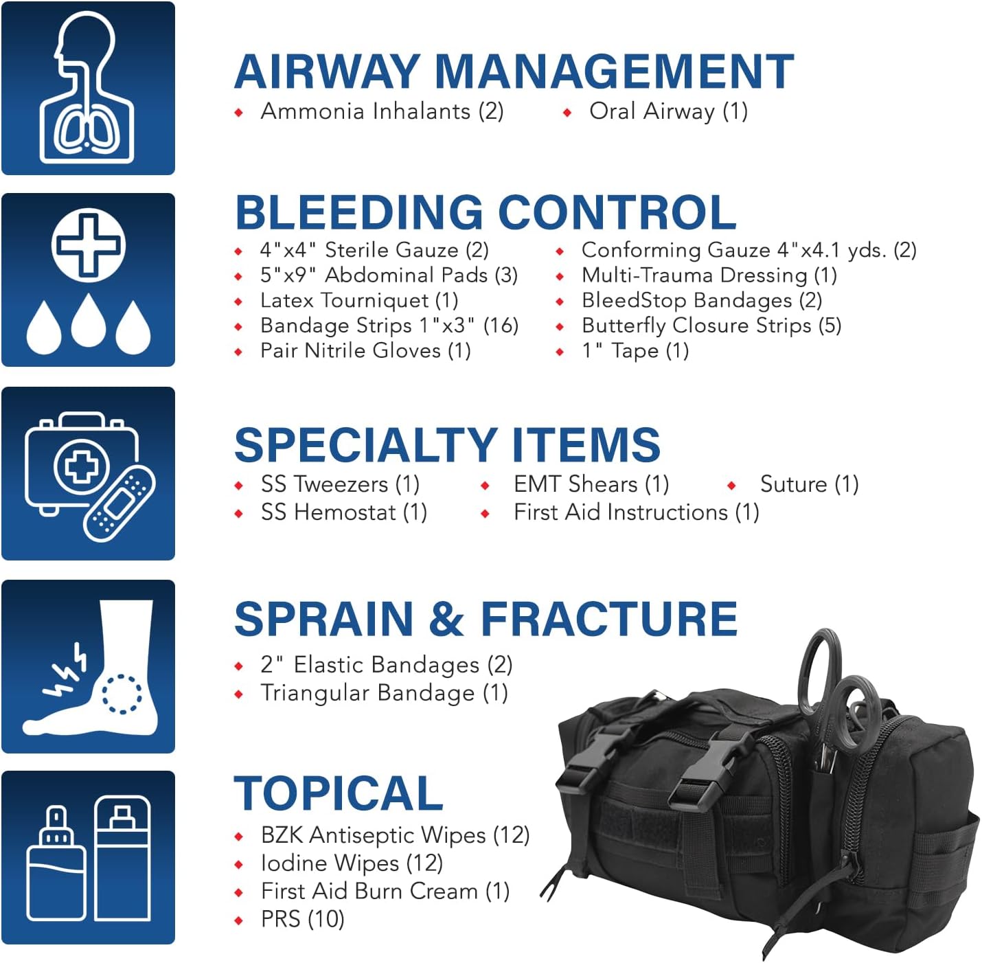 Kit primeros auxilios bolsa táctico chaleco negro