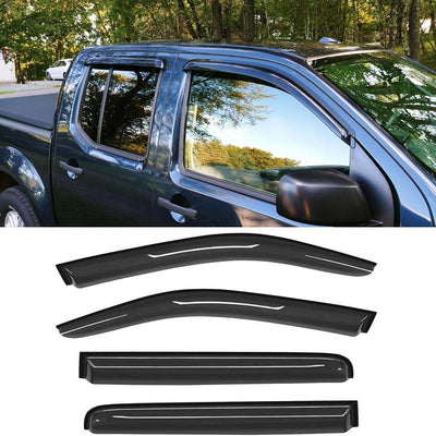 4 Deflectores Viento Impermeables para Nissan Frontier Crew