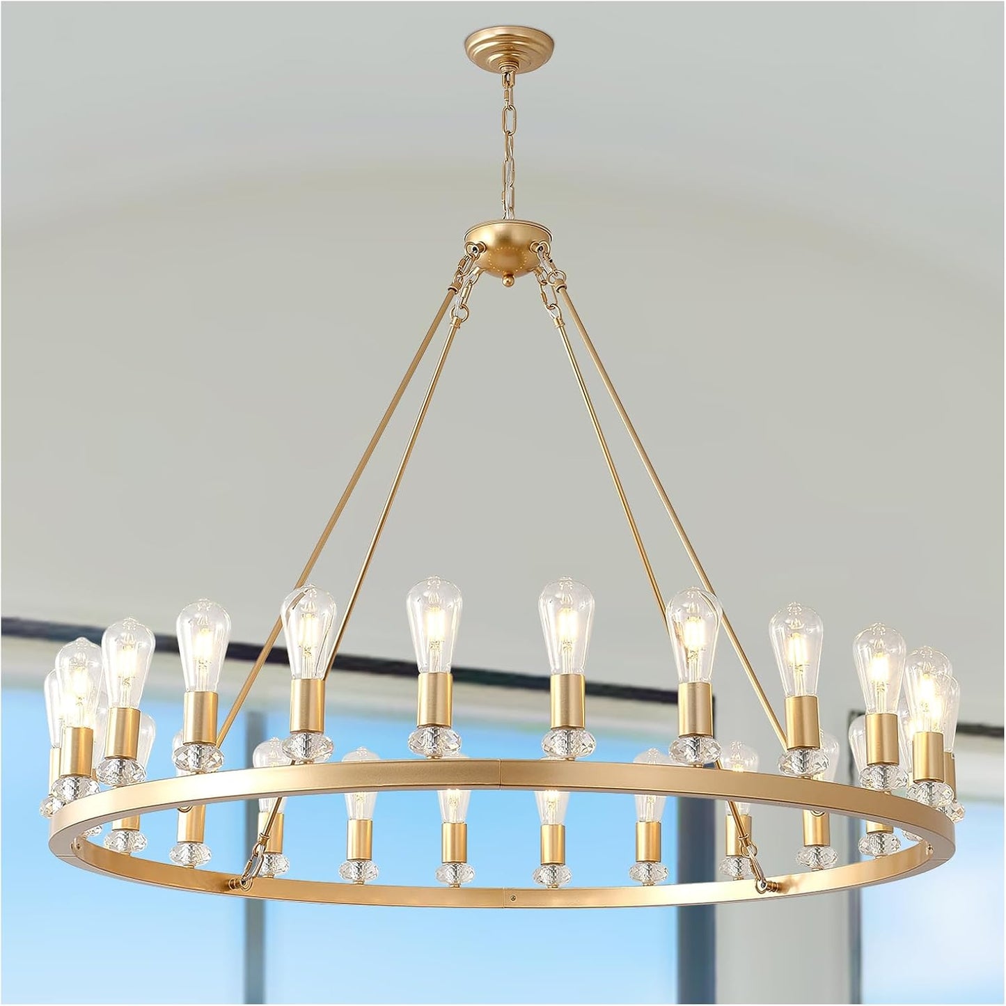 Candelabro dorado 48pulg 24 luces para techos altos comedor