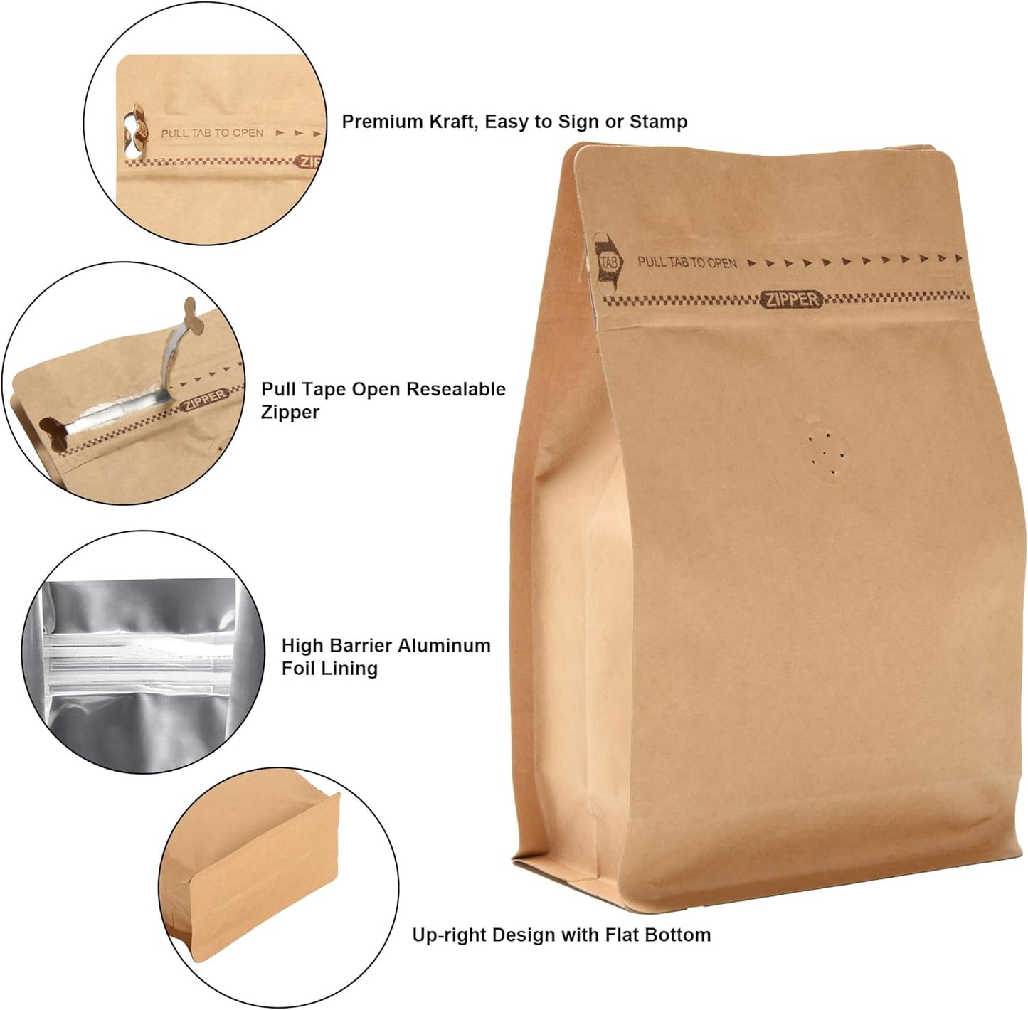 Bolsas café resellables con válvula aluminio 4oz