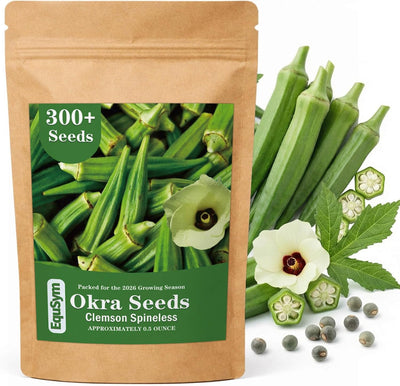 300 Semillas Okra Clemson Pleno Sol Germinación 7-14 Días