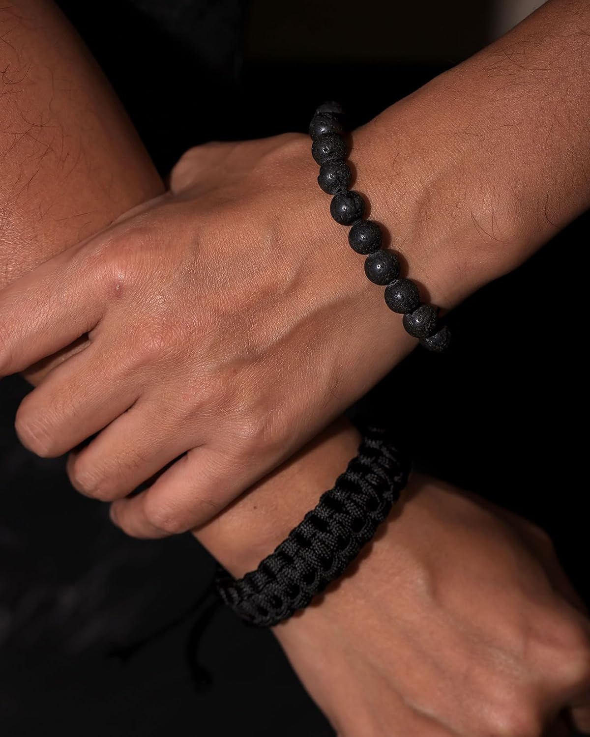 2 Pulseras Ajustables Cuerda Paracaídas Cuentas Lava Unisex