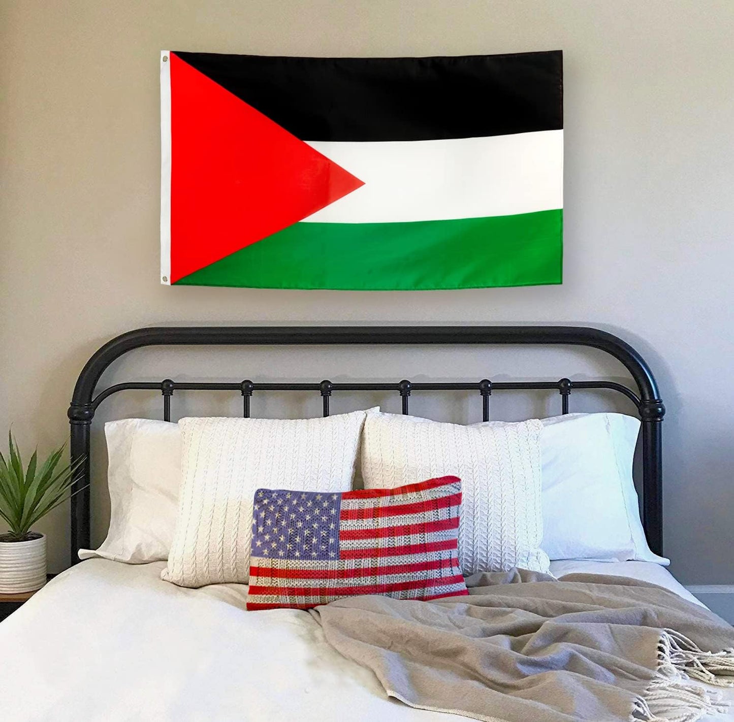 Bandera Palestina 3x5ft Poliéster Ojales Latón Cabecera Lona