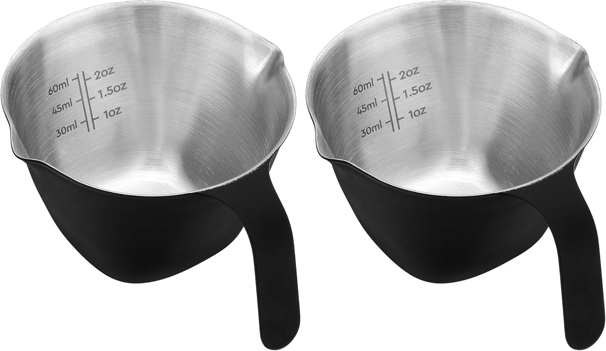 Taza medidora espresso con doble boquilla acero