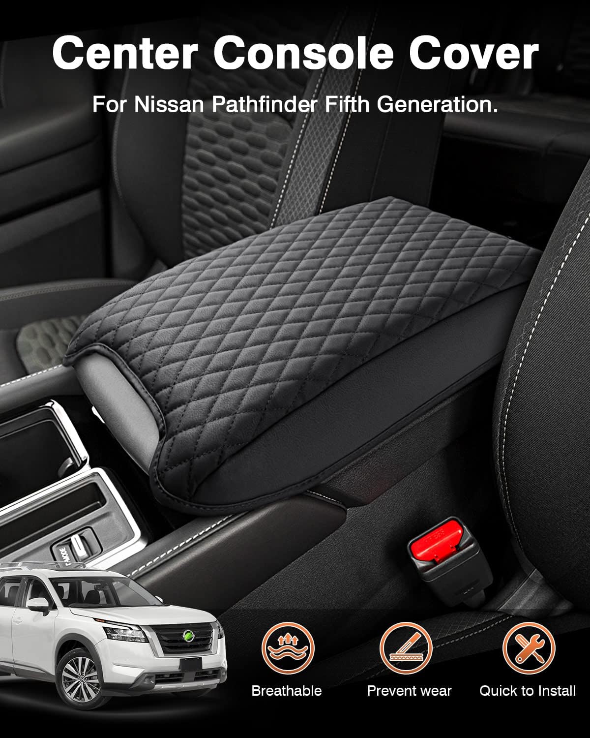 Funda consola central Pathfinder cuero PU antiarañazos negro