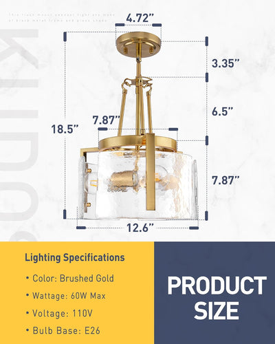Lámpara techo cristal moderna 3 luces color dorado
