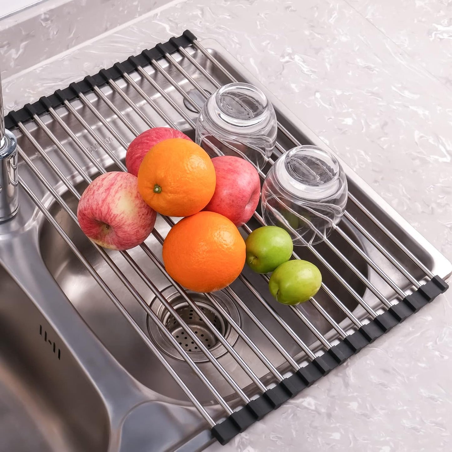 Escurridor platos acero inox plegable encimera
