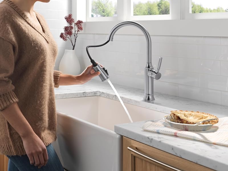 Grifo cocina con rociador extraíble níquel cepillado