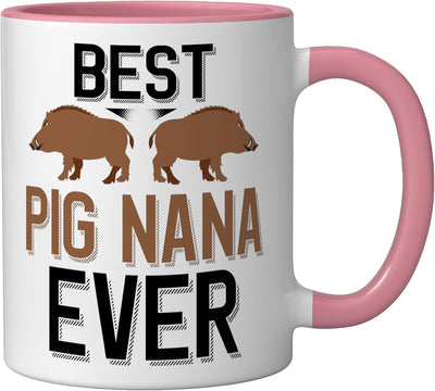 Taza Cerámica Caza Cerdo Rosa/Blanco