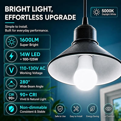 24 Pzas Bombillas LED A19 E26 Blanco 5000K