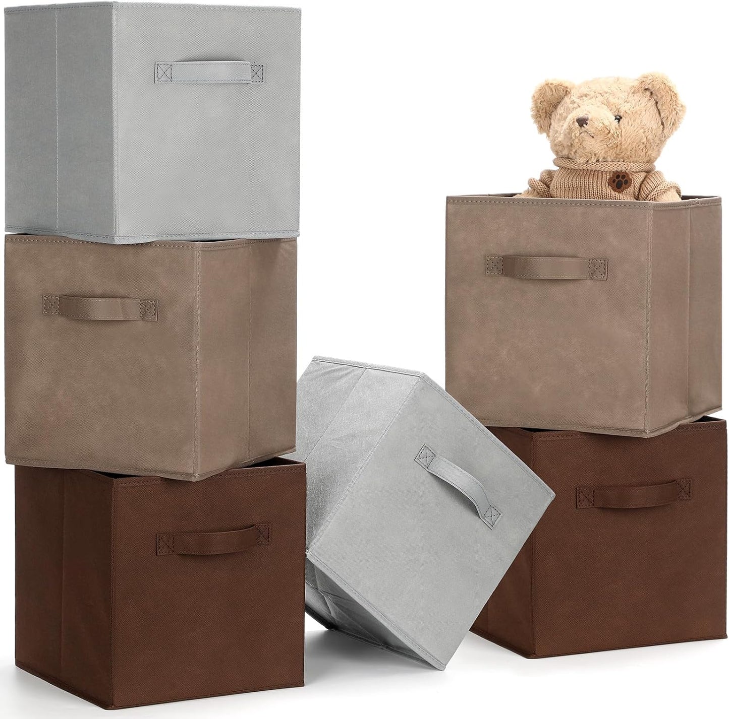 Cubo Almacenamiento 11x10.5" set 6 cestas plegables tela
