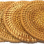 Set 4 posavasos ratán hechos a mano marrón 3.94pulg