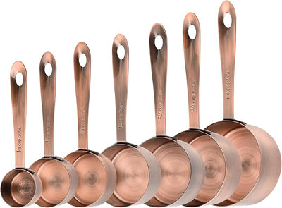 Set Tazas Medidoras Cobre Acero Inox 1/8 2