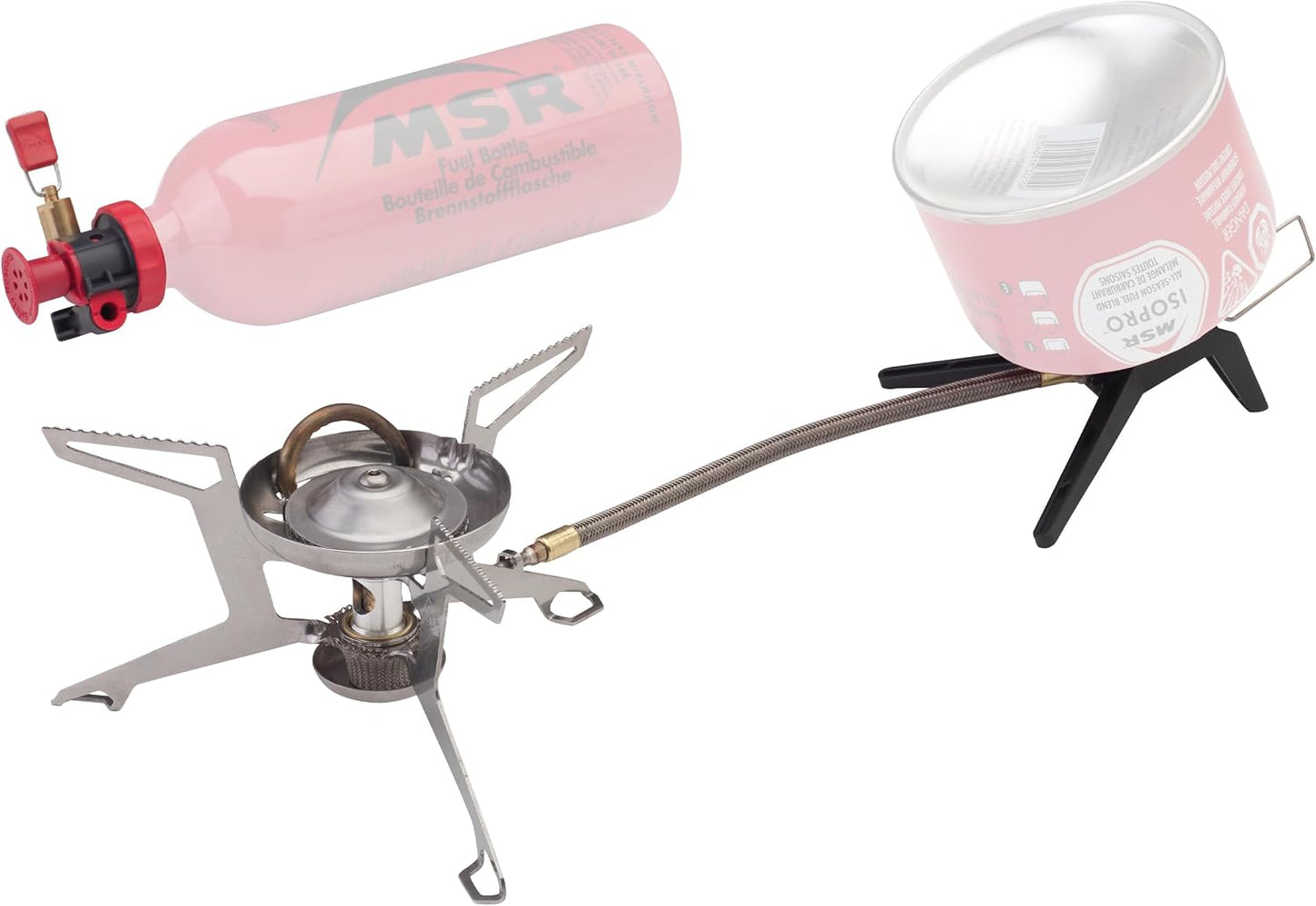 Estufa híbrida Whisperlite universal compacta para acampar