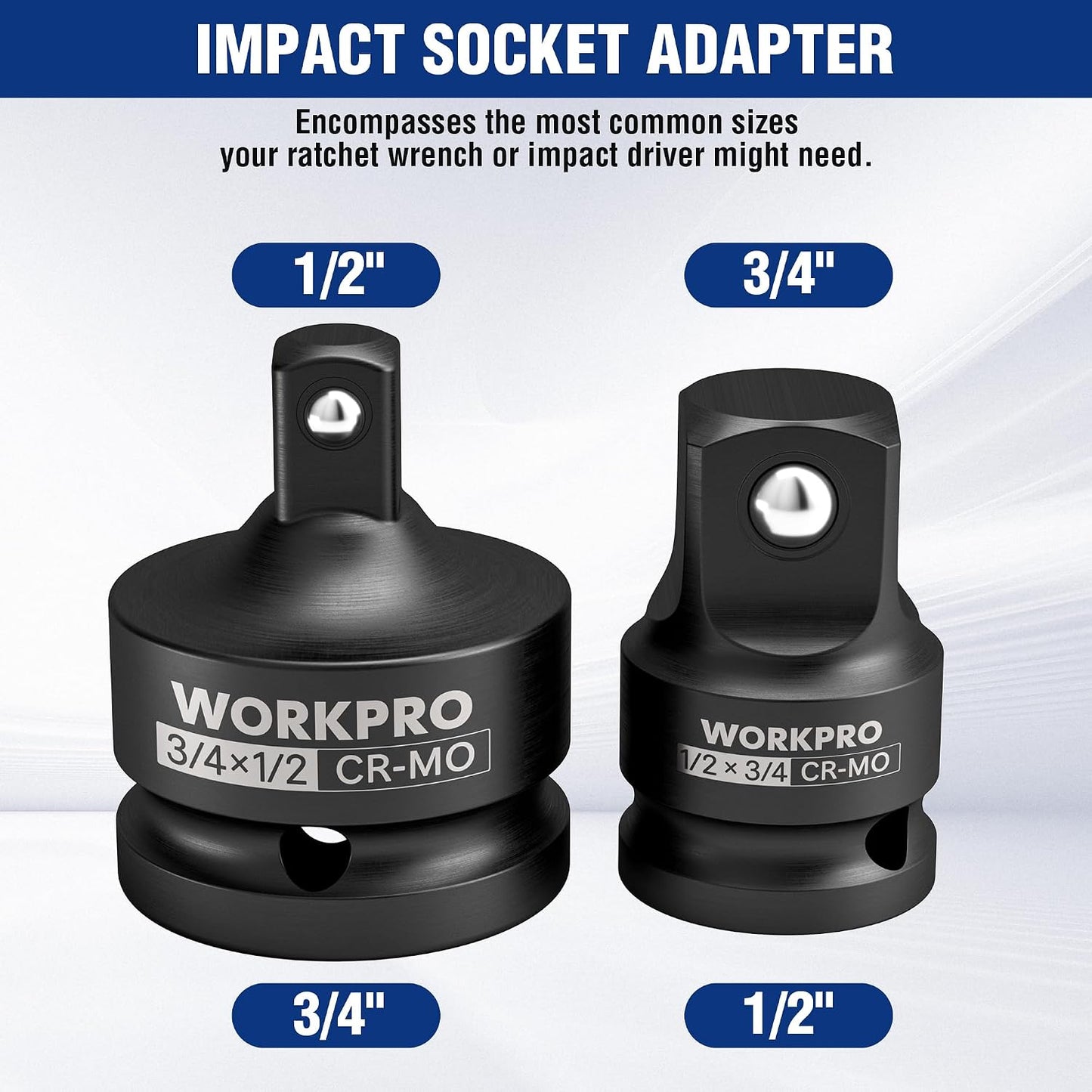 Set 2 Adaptadores Dado Impacto 3/4 a 1/2 y 1/2 a 3/4 Acero