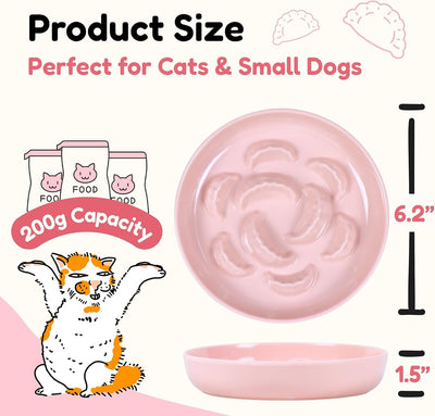 Set 2 Cuencos Melamina para Gatos Alimentación Lenta